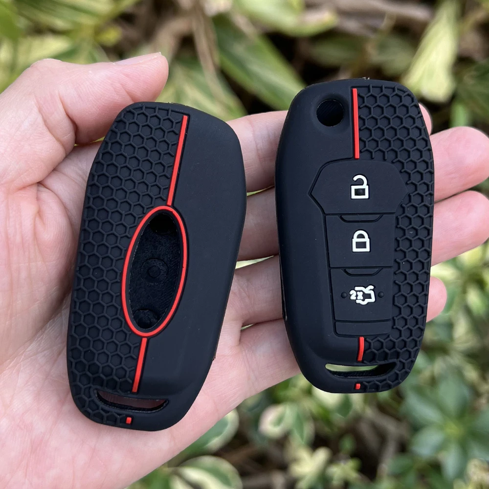 

Silicone Car Key Case Fob Protector for Ford Figo Mondeo 5 Ecosport Puma Fiesta Mk8 Everest Ranger Rubber Remote Cover Keychain