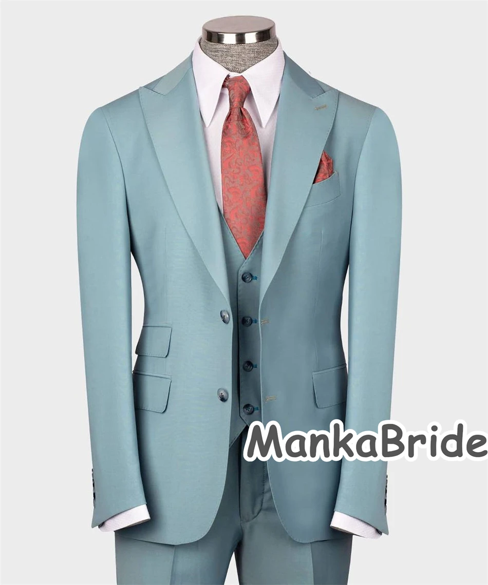 코스튬 Homme pour Mariage 흰색 남성 정장, 신랑 턱시도, 블레이저 조끼 바지, 공식 무도회 파티, 흑인 남성 의류 세트, 3 개