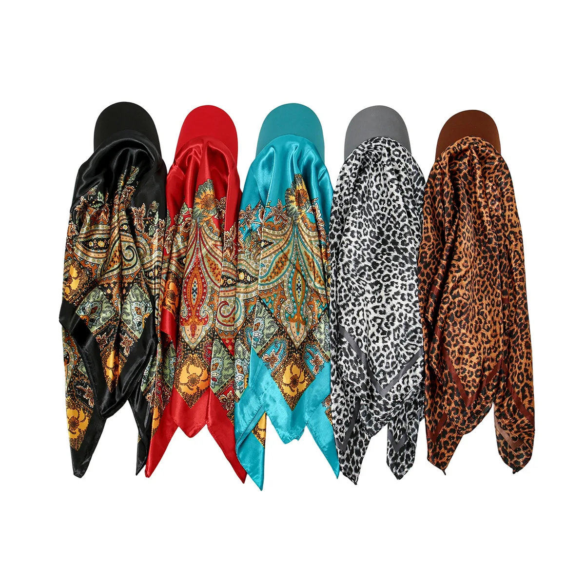 العصرية الأزهار طباعة النساء الحجاب وشاح قبعة لينة الساتان منديل هيرباند منديل رئيس الحجاب سيدة عقال أغطية الرأس