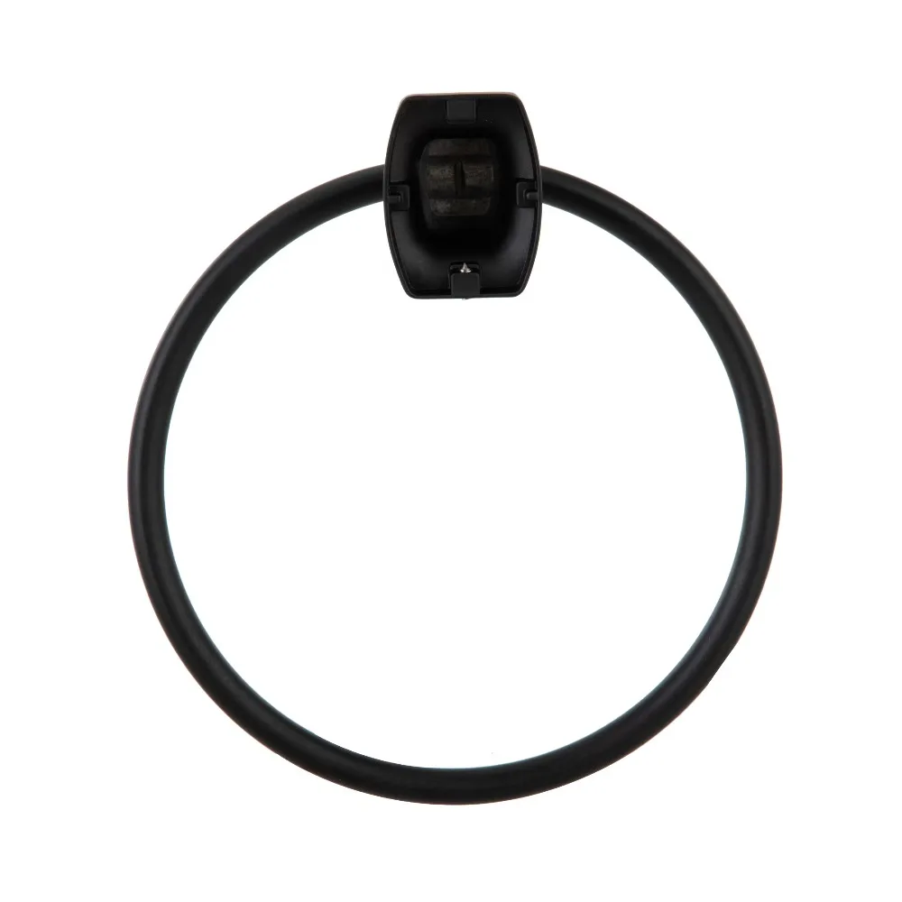 Matte Black Steel Wall Mounted Towel Ring Square Bathroom Towel Holder Modern Home Decor view 6