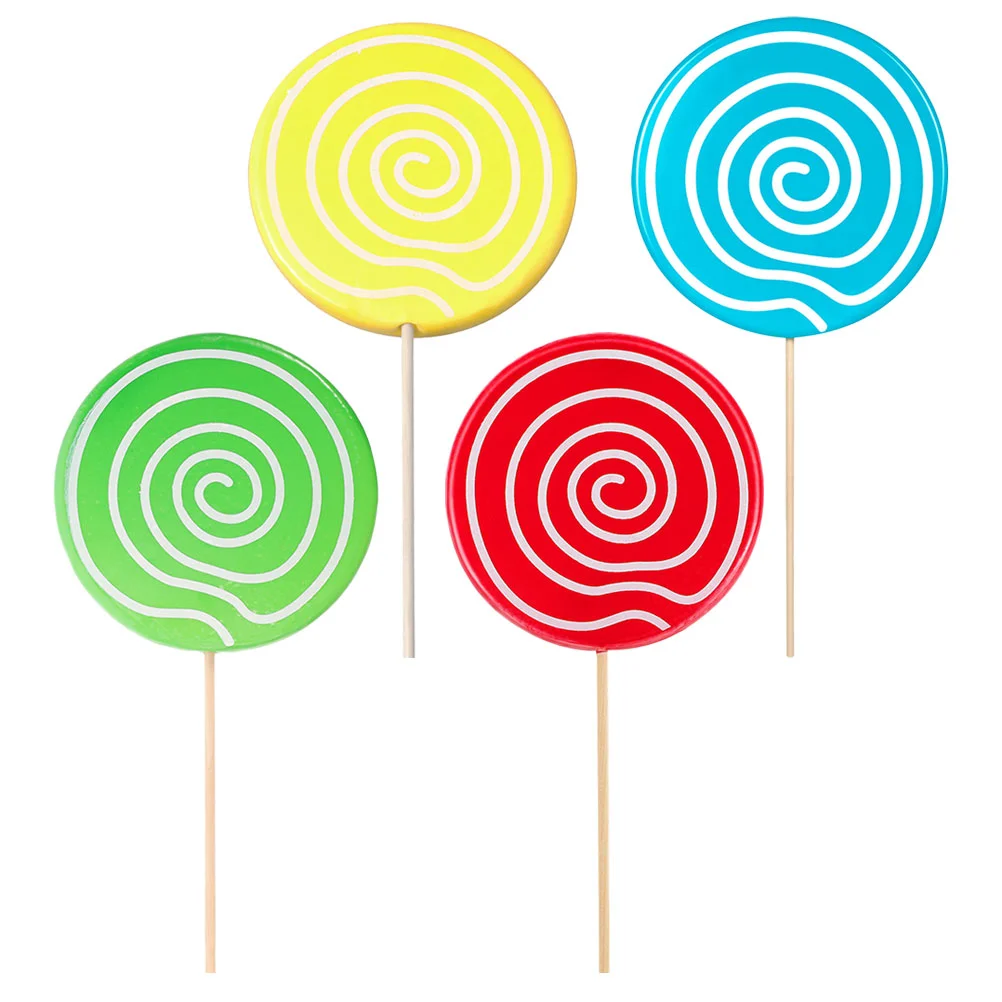 4pcs Lollipop Prop Candy Ornament Christmas Lollipop Stick Decoration Fake Food Prop Fake Lollipop Model