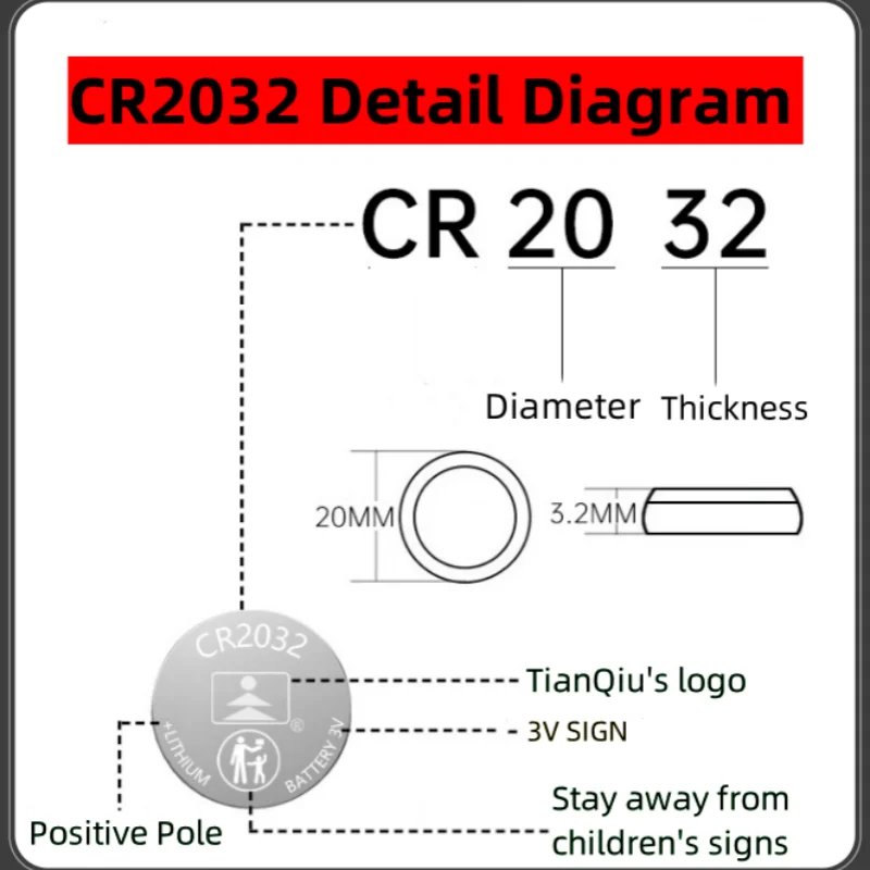 5~50PCS Button Lithium Battery TQ CR2032 DL2032 ECR2032 Better quality Coin Cell For Watch Toy Calculator Car Key Remote Control