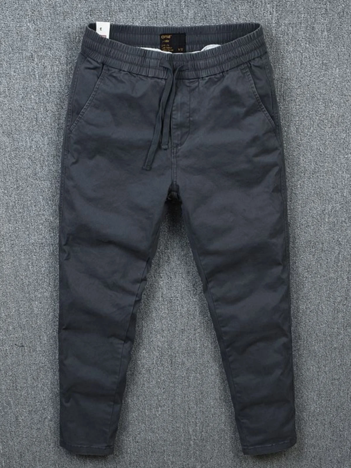 

Мужские повседневные хлопковые брюки, весенне-осенние свободные прямые брюки с эластичной резинкой на талии, тонкая модная рабочая одежда, удобные дышащие брюки