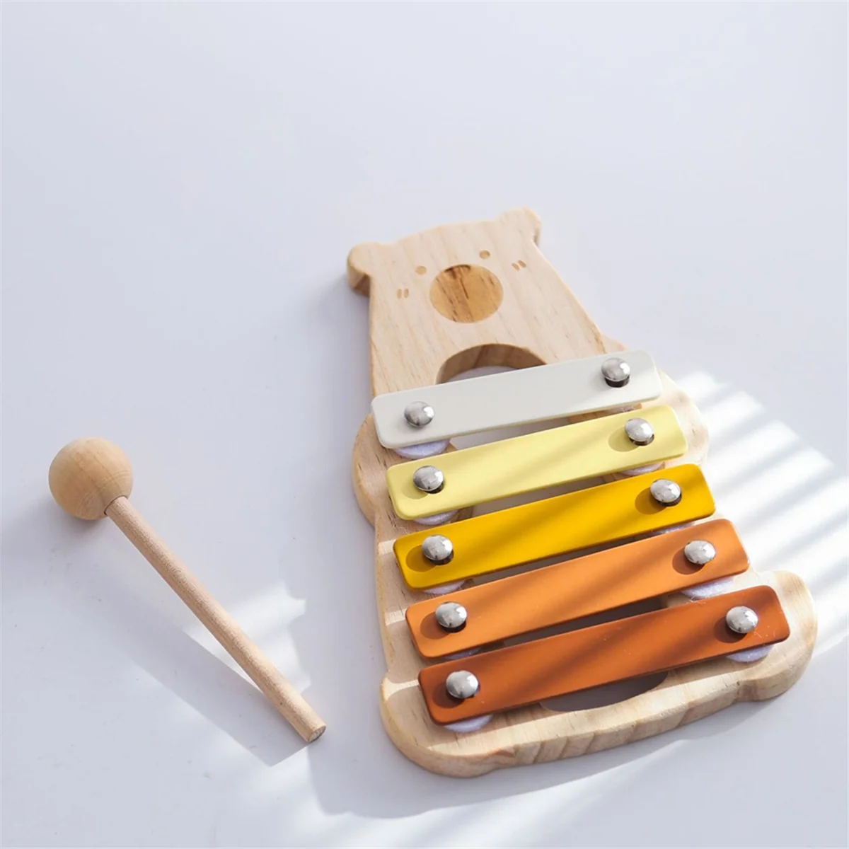 Hot sale Baby Wooden Musical Instruments Toys Multifunctional Bear Shape Xylophone Octave Playing Musical Bear Toys Gift