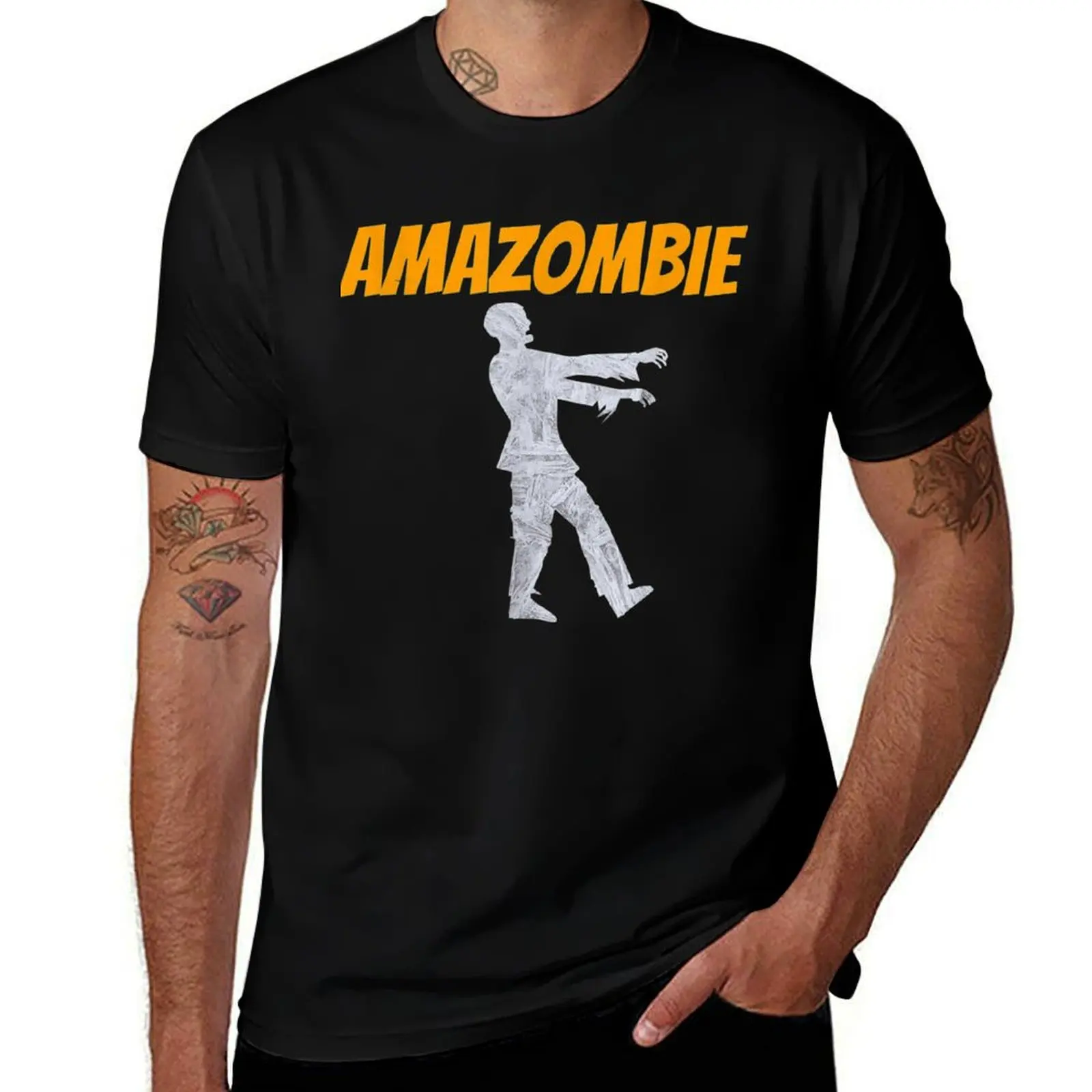 

Amazombie Coworker Gift Associate Warehouse Zombie . T-Shirt men t shirt cotton 100% funny t shirts cotton T-Shirt