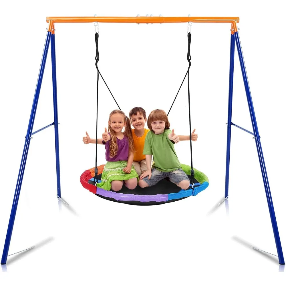 

45” for Kids Hanging Chair 440lbs Adjustable Swing Set for Backyard or Outdoor freight free