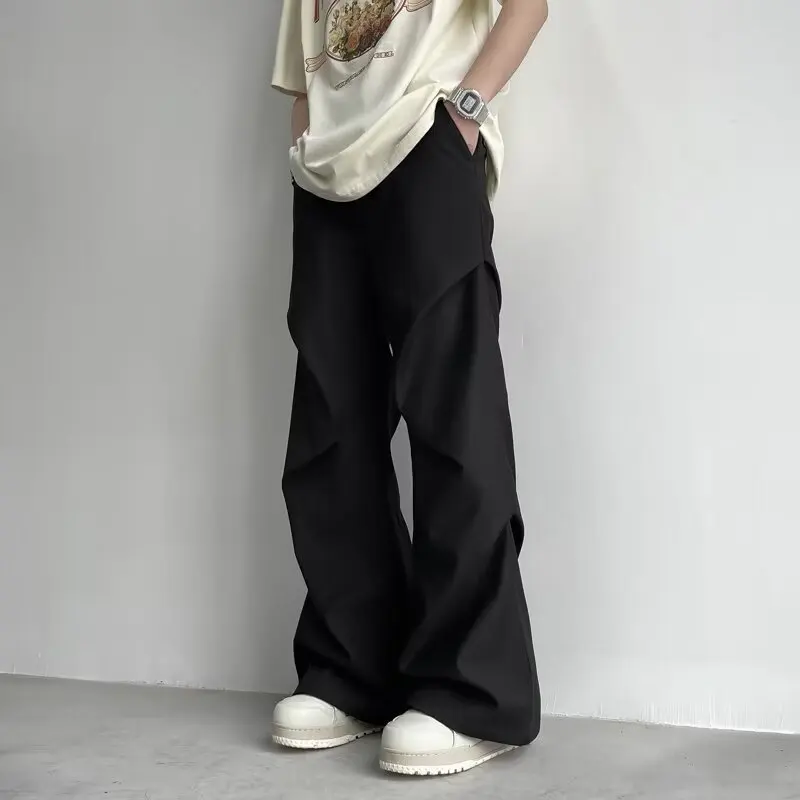 Japanese Retro Hip-hop Cargo Pants for Men Korean Fashion Loose Casual Wide Leg Flared Pants Y2k Joggers Men Clothing Streetwear