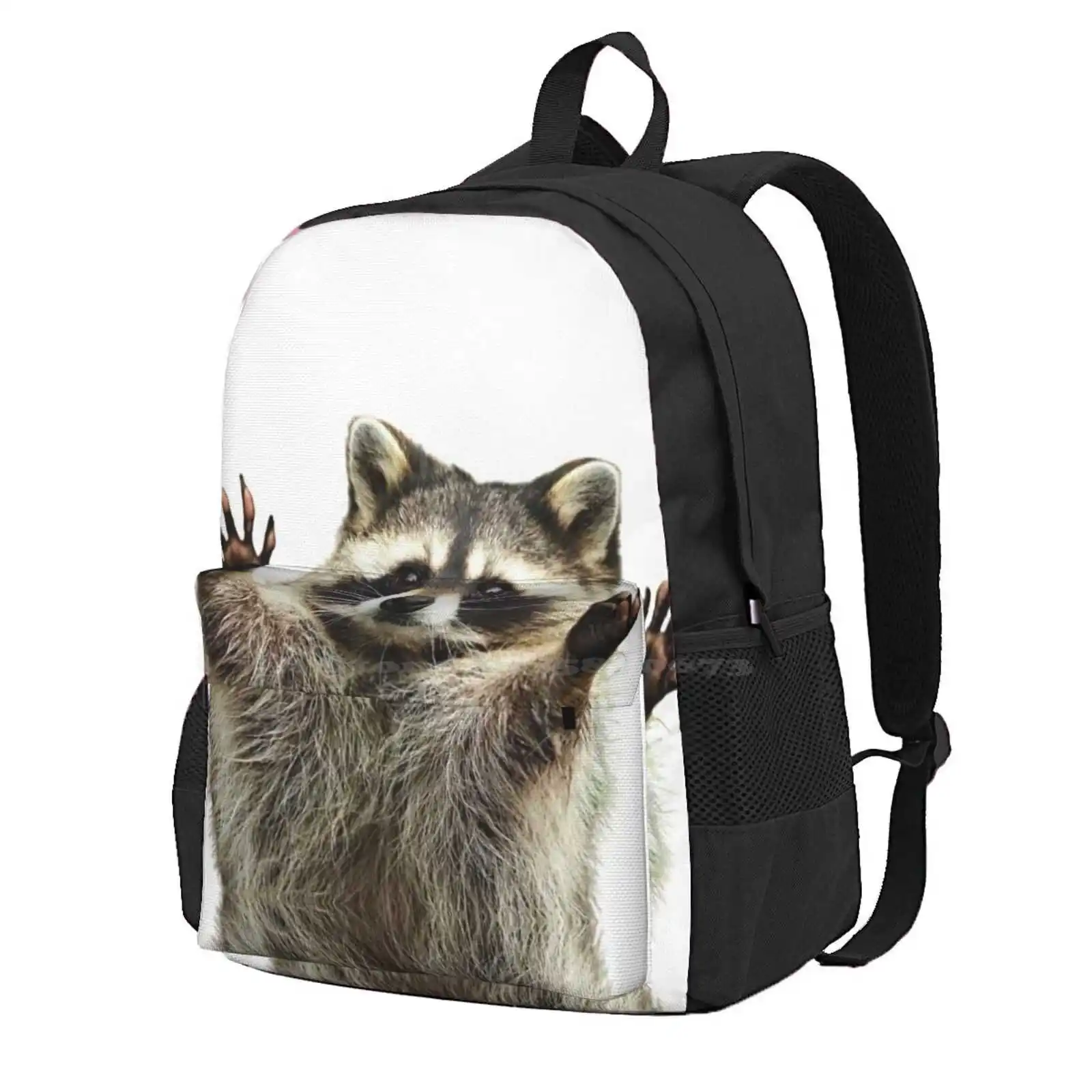 Racoon Hot Sale Schoolbag Backpack Fashion Bags Racoon Nursery Cute Animal Animal Lovers Children Art Kids Art Wild Animal