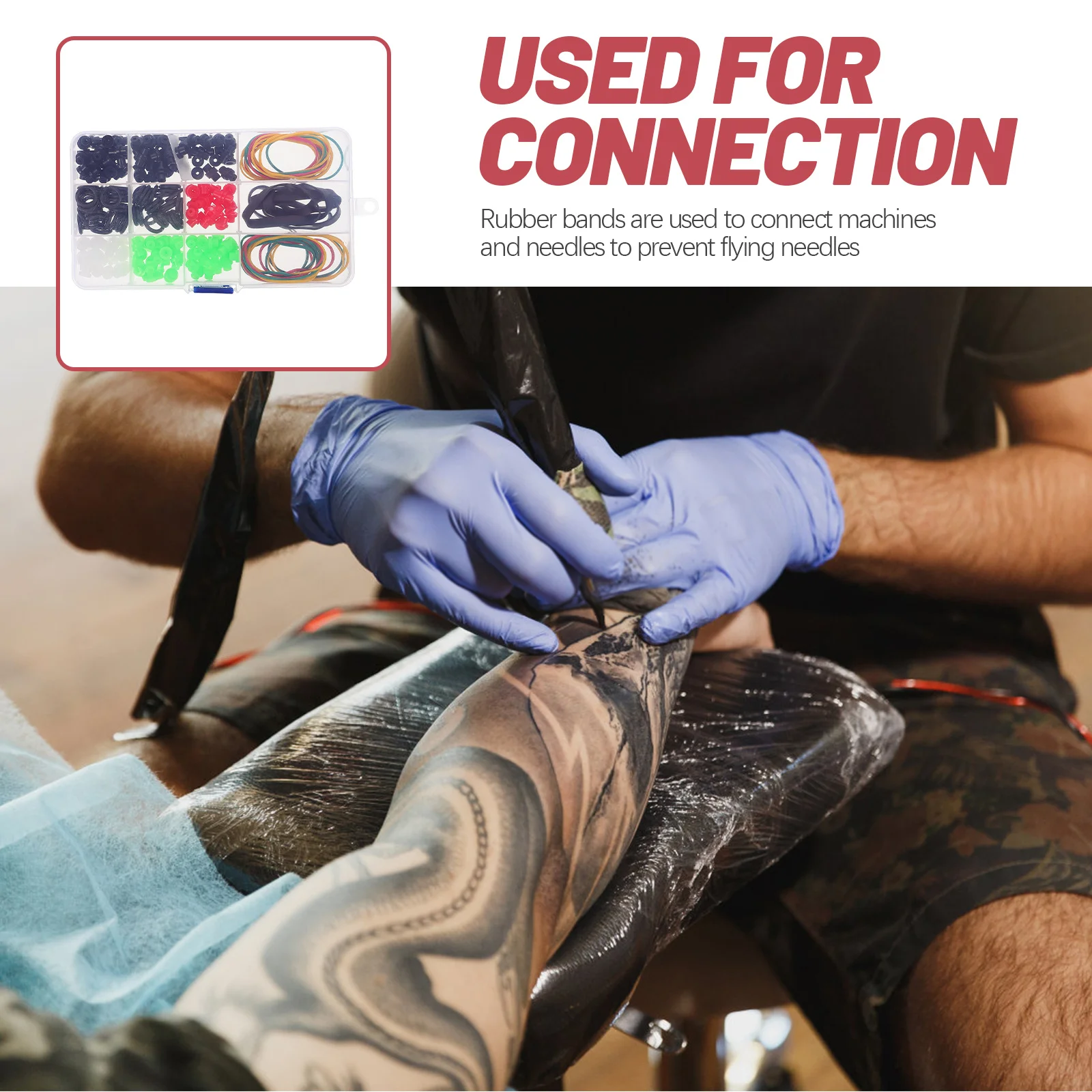 مجموعة أشرطة مطاطية شديدة التحمل مكونة من 270 قطعة مع دعم وسادة دبوس لمجموعة أدوات العمل المضادة للاهتزاز #6