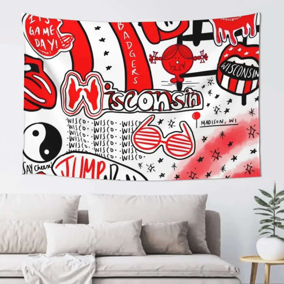 

University of Wisco Tapestry Room Decorating Aesthetic Japanese Room Decor Carpet On The Wall Christmas Decoration Tapestry