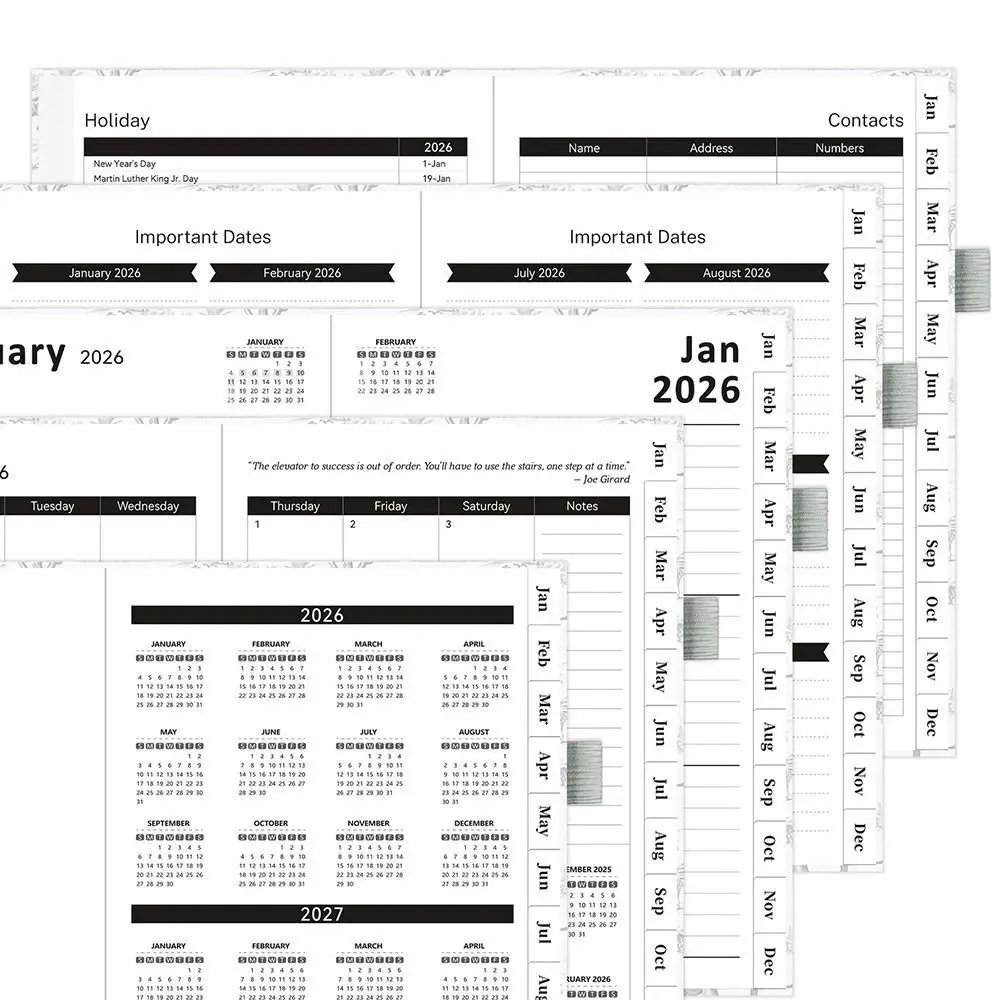 Portable A5 2026 Agenda Book Printed Pattern To Do List Daily Planner Planner Reminder Calendar Book Students