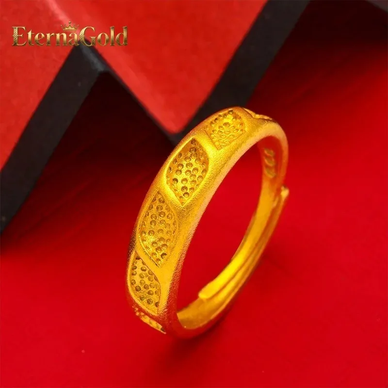 

EternaGold 24K real women's jewelry ring adjustable Au999 large pistil flower gift to give to friends jewelr