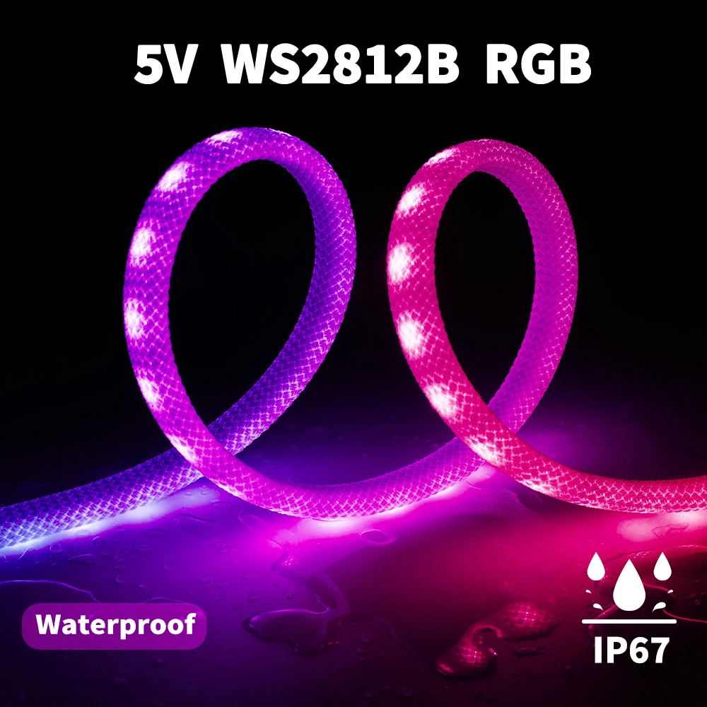 

WS2812B RGB тканевый узор неоновая светодиодная лента WS2812 60 светодиодов/м эллиптическая сетчатая силиконовая гибкая световая лента водонепроницаемая IP67 DC5V