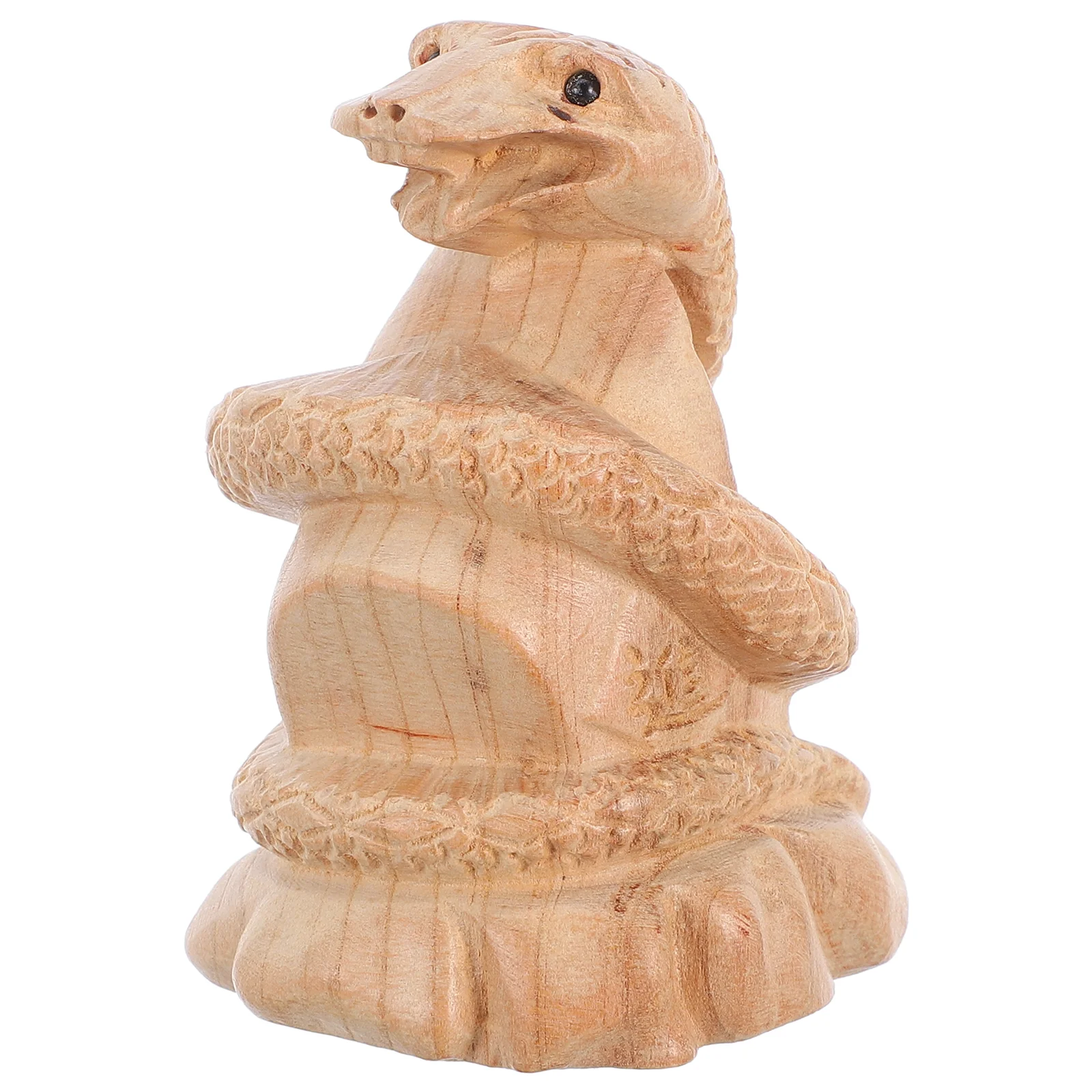 Lucky Feng Shui Animal Snake Statue Peach Wood Ornaments Scary Models 2025 New Year Decor