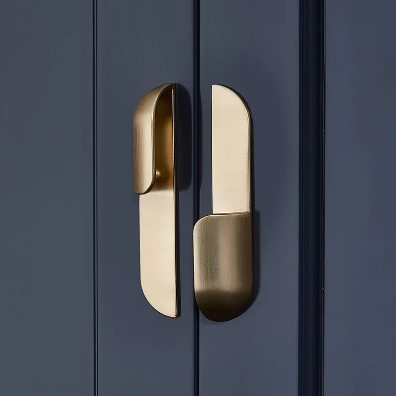 Light Luxury Wardrobe Door Handle Modern Cabinet Handle Golden Drawer Copper Wire Drawing Door Handle New Chinese Style