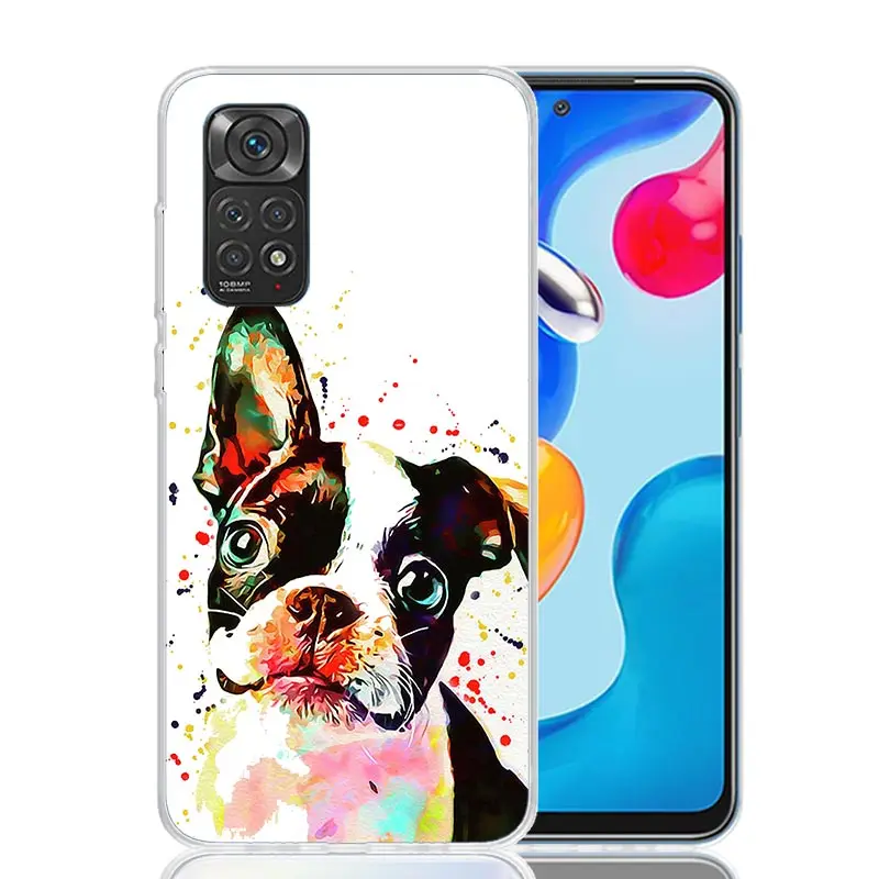 French Bulldog Dog Pug Phone Case For Xiaomi Redmi Note 13 12S 12 11S 11T 11E Pro Plus 10S 10 9S 9 8T 8 7 Art Customized Coque C