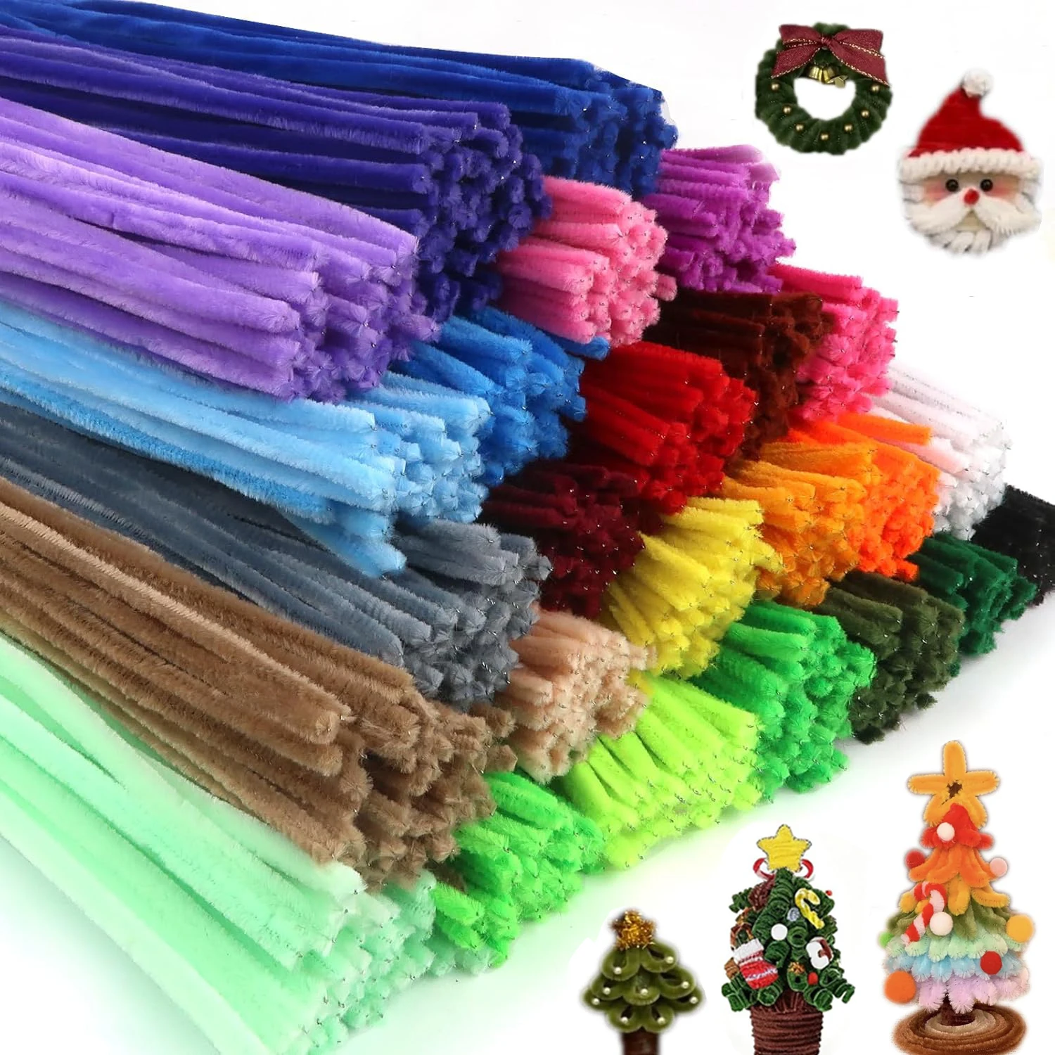 

2500pcs Pipe Cleaners Assorted Pipe Cleaners Craft Supplies 25 Colors Chenille Stems for DIY Art Crafts Project Decorations