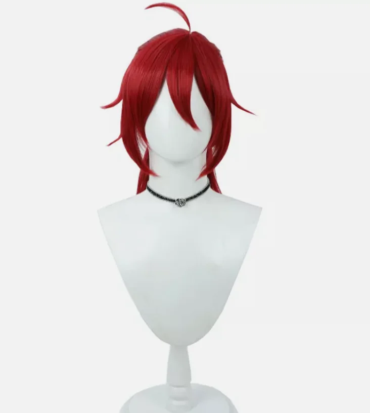 Honkai: Star Rail Luka Cosplay Wigs 35cm Short Straight Red Synthetic Hair