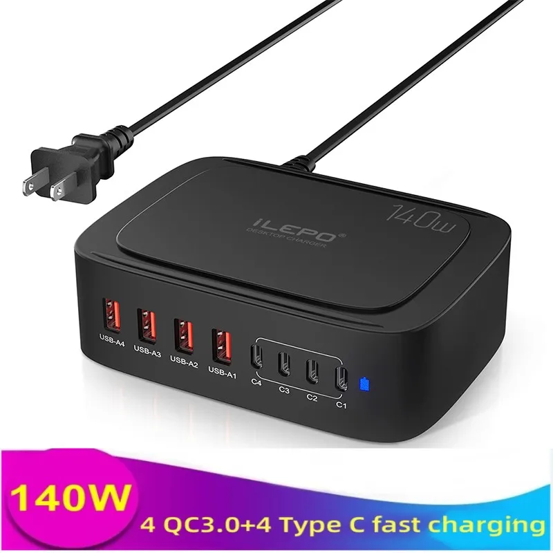 

Зарядная Станция 8 в 1, USB Type-C, 140 Вт