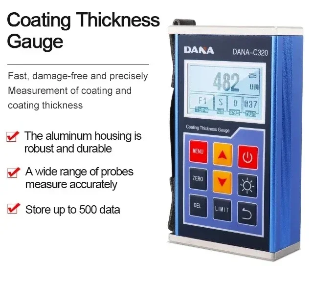 C320 coating thickness gauge car paint film thickness meter MFE/NFE tools eddy current effect measuring steel plate zi