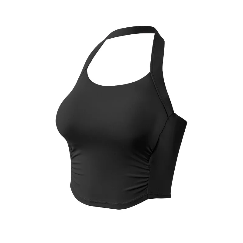 

Mileegirl Open Back Women Yoga Bras Built-in Pad Sports Crop Tops Shockproof Gym Fitness Halter Quick Dry Workout Piliates Vest