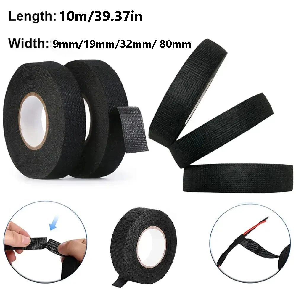 Electrical Insulating Tape Heat Resistant Harness Tape 9/19/32/80MM Car Cable Harness Wiring Loom Protection Waterproof Tape