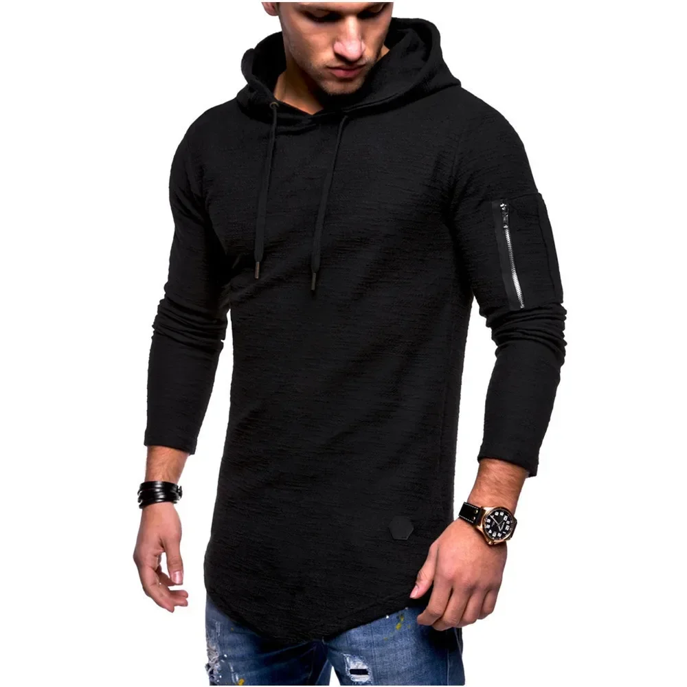 MRMT 2024 Brand New Men's Jacquard round Neck Hooded Long-Sleeved Arm Zipper Stitching Long Sweater Men's Hoodies Sweatshirts