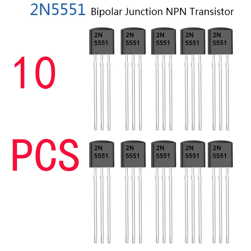 10PCS 2N5551 TO‑92 NPN Bipolar Transistor 160V 0.6A General Purpose Triode For Electronic Circuit DIY Repair