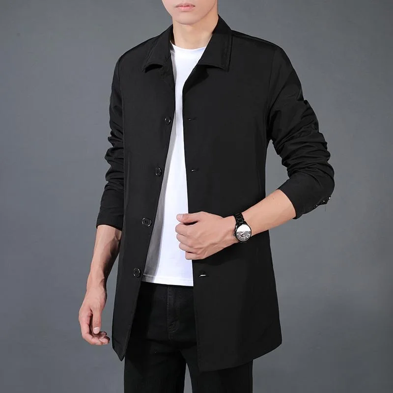 2024 Spring and Autumn Fashion Solid Color Medium Length Blazer Men's Casual Relaxed Comfortable Breathable High-Quality Coat