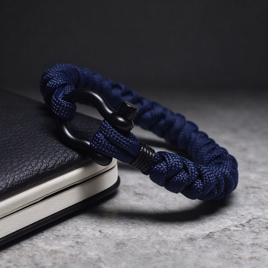 Wholesale Stainless Steel Twist Lock D Shackle Paracord Bracelet Men Outdoor Emergency Survival Braided Wrist Ornament