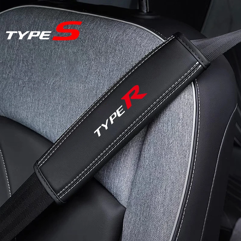 2 pezzi di protezione della copertura della spalla della cintura di sicurezza in pelle Nappa per Honda Type R Type S Civic Accord Mugen FK8 FK2