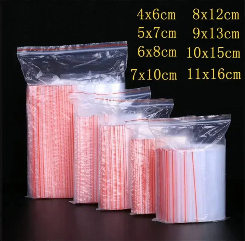 Thicken Zipper Sealed Bags Clear Plastic Storage Bag Small Zip for Small Jewelry Food Packing Reclosable Ziplock Sealing Bags