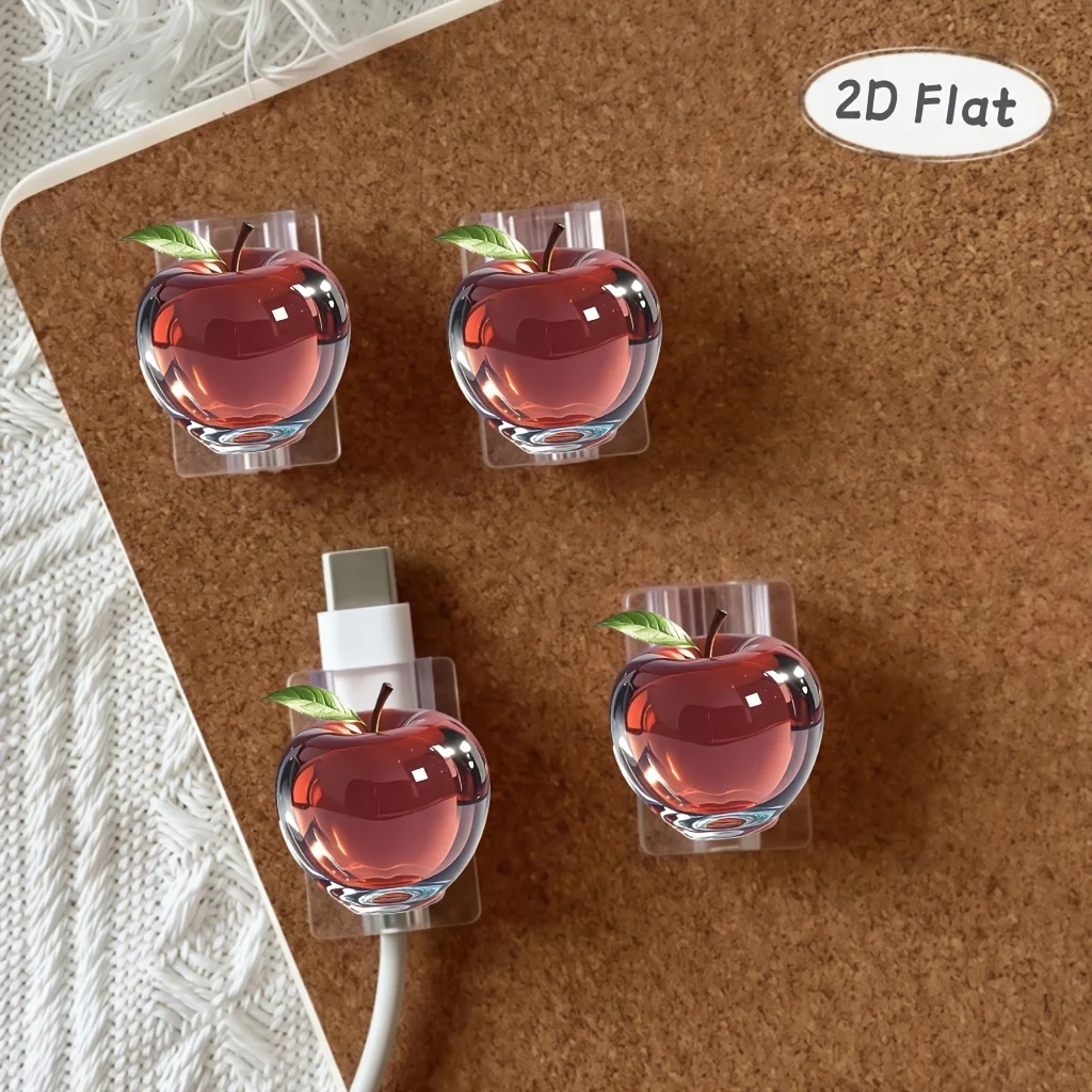 4Pcs 2D Flat Transparent Crystal Apple Data Cable Protector Cover, Anti-Breakage Type-C Cable Protector (Charger Not Included)
