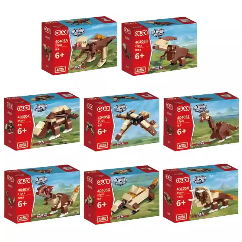 4 ''/10 cm Dieren Figuren 8 in 1 Dinosaurus Figuur Model Bouwstenen Kits Speelgoed voor Kinderen Kan worden Gecombineerd Dier Kids Geschenken