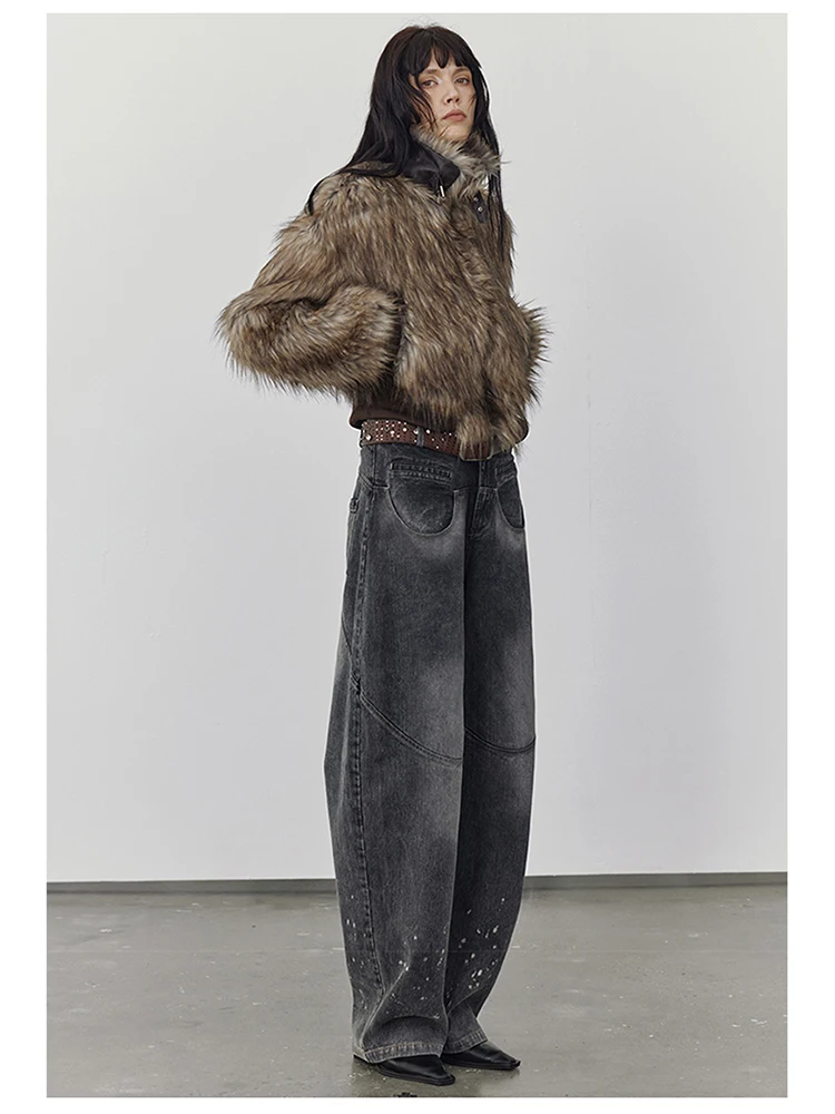 Mauroicardi Spring Winter Cool Short Warm Thick Hairy Shaggy Patchwork Faux Fox Fur Coat Jacket Women Luxury Designer Clothes