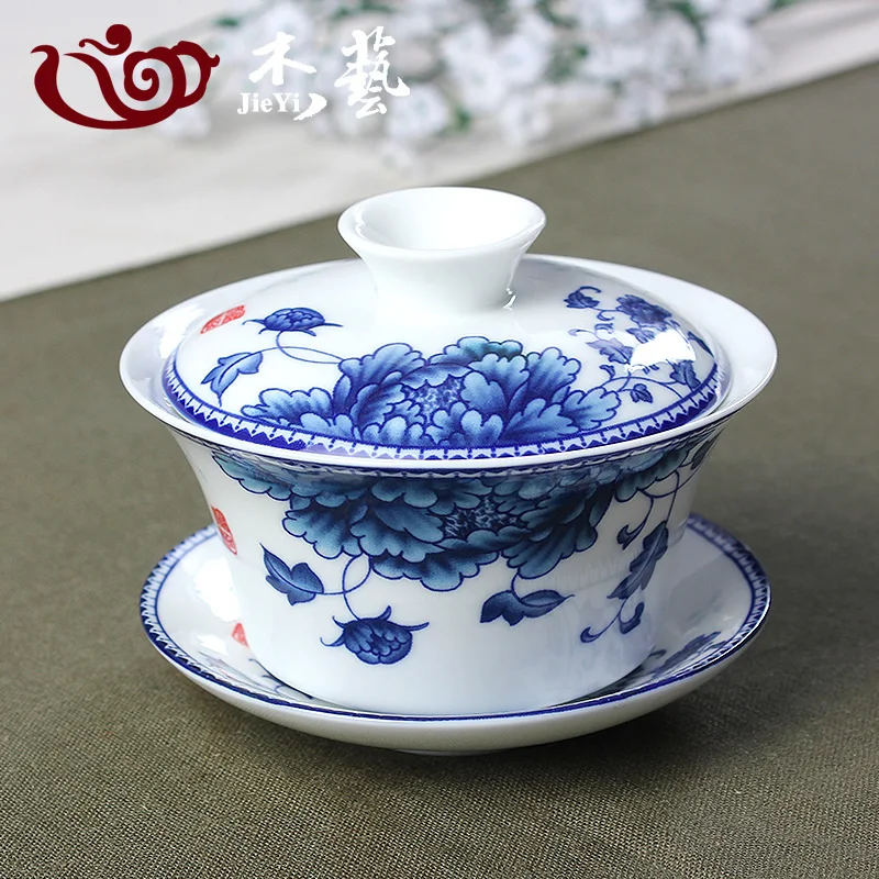 Gaiwan Chawan Tea Cup Puer Bowl Set Soup Tureen Chinese Kung Fu Mugs Porcelain Ceramic Tableware Ceremony Embryo White Akadama