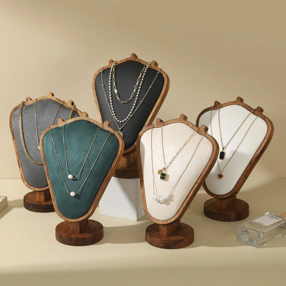 Wood Jewelry Necklace Jewelry Display Frame High-Grade Impression Model Counter Window Display Props Necklace Frame