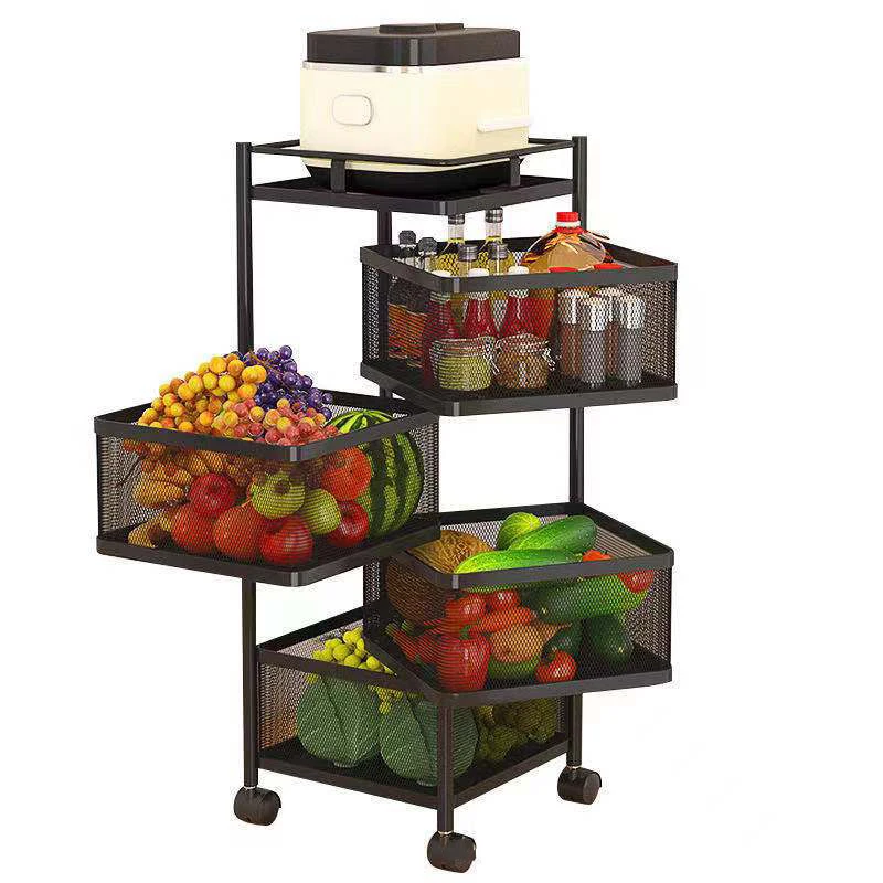 3/5 Layer Storage Cart Mobile Shelving Kitchen Upright  Storage Holders Mobile Shelving 360° rotating pulley Bathroom Organizer