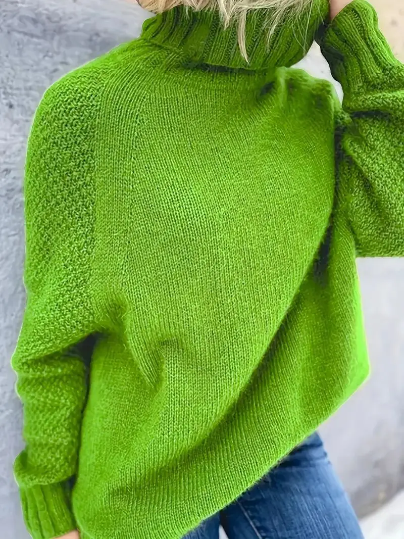 Autumn Winter Ladies Thick Warm Sweater Coats Loose Casual Female Women Raglan Sleeve Knitted Sweater Turtleneck Pullover Top