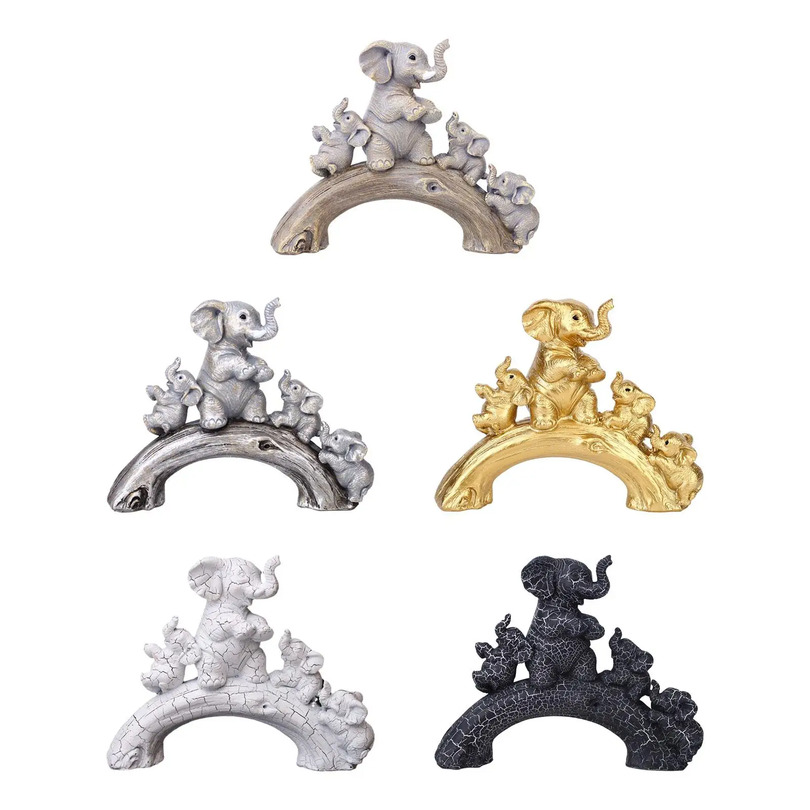 Resin Elephant Statue Collectible Table Centerpiece Elephant Sculpture Tabletop Ornament for Desk Office NightStand Shelf Home