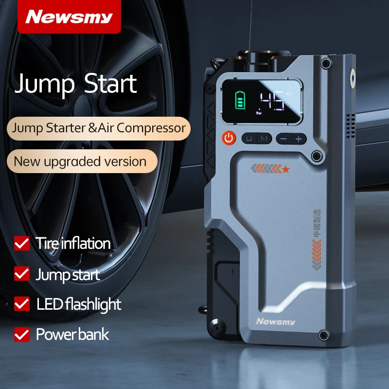 Newsmy 5 In 1 Auto Jump Starter Met Luchtcompressor 20000Mah Draagbare Booster Oplader 2000a Auto Luchtpomp Batterij Startapparaat