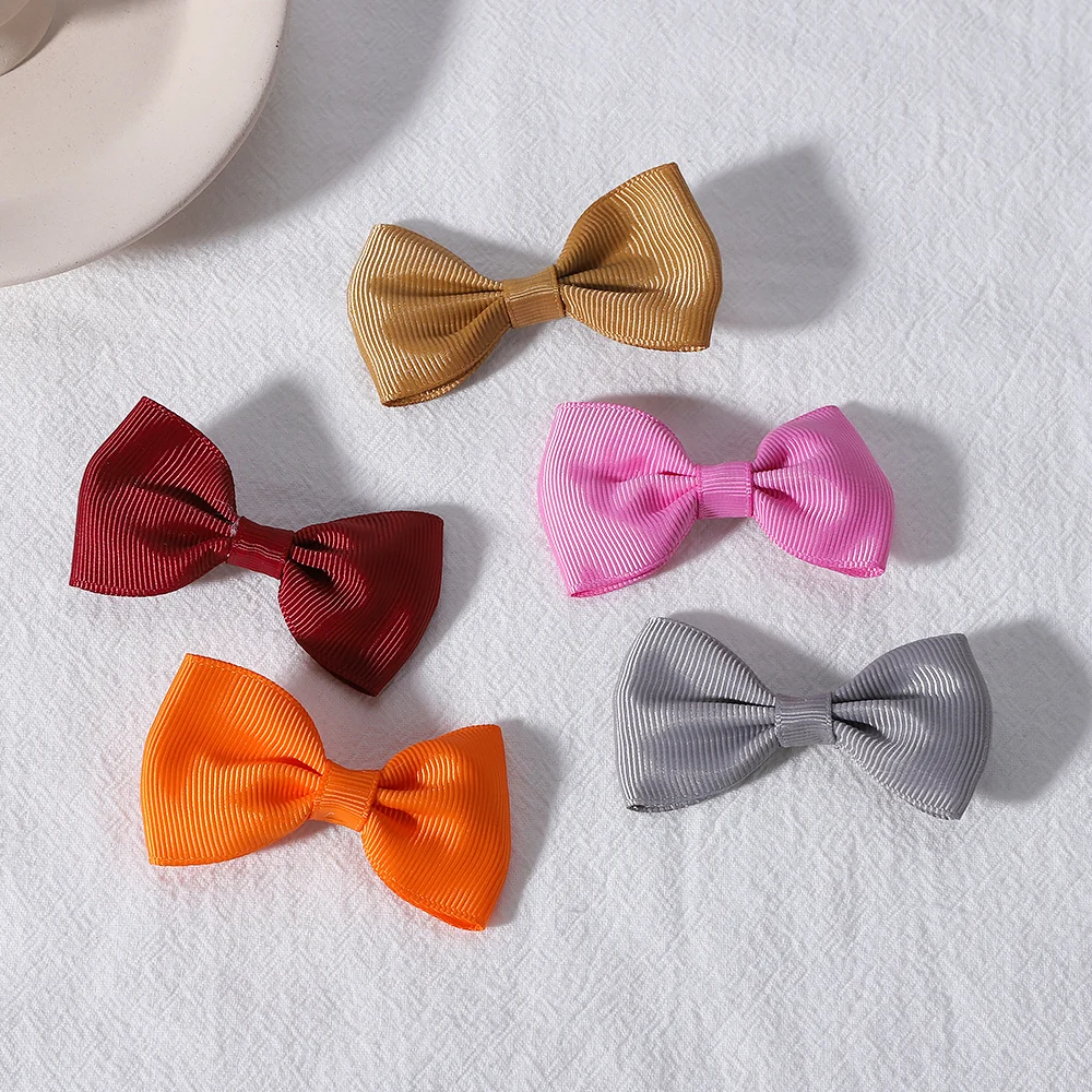 10 Pcs/Set Solid Color Bowknot Hairclips Girls Cute Hair Clips Headwears Colorful  Barrettes for Kids Children Hair Accessories