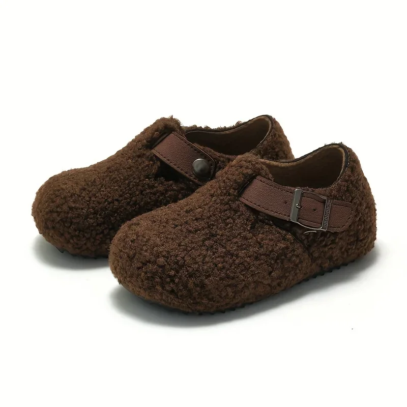 RUIZUSTOCK Heel Wrapped Fleece Elastic Clogs for Children,Winter Warm Soft Sole Shoes,Anti-Slippery Footwear