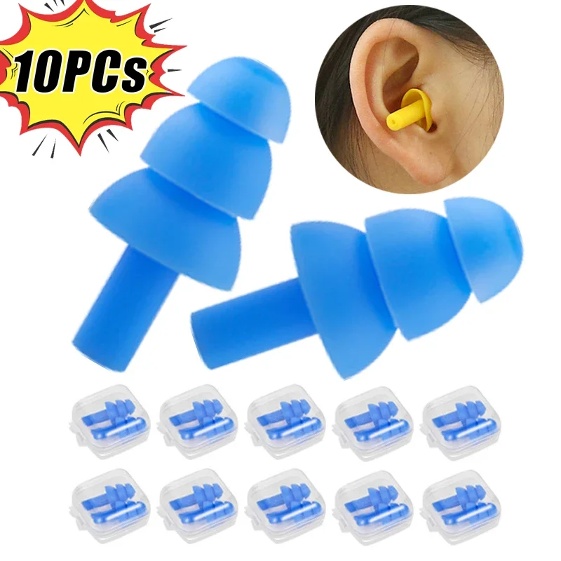 10pcs Soft Silicone Earplugs Waterproof Swimming Ear Plugs Reusable Noise Reduction Sleeping Ear Plugs Hearing Protector