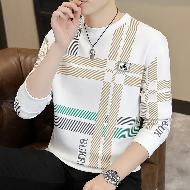 

Sweatshirt Men's Spring New 2024 Men's Loose Casual Base Shirt Trendy and Fashionable Korean Version Men's Long Sleeved T-shirt