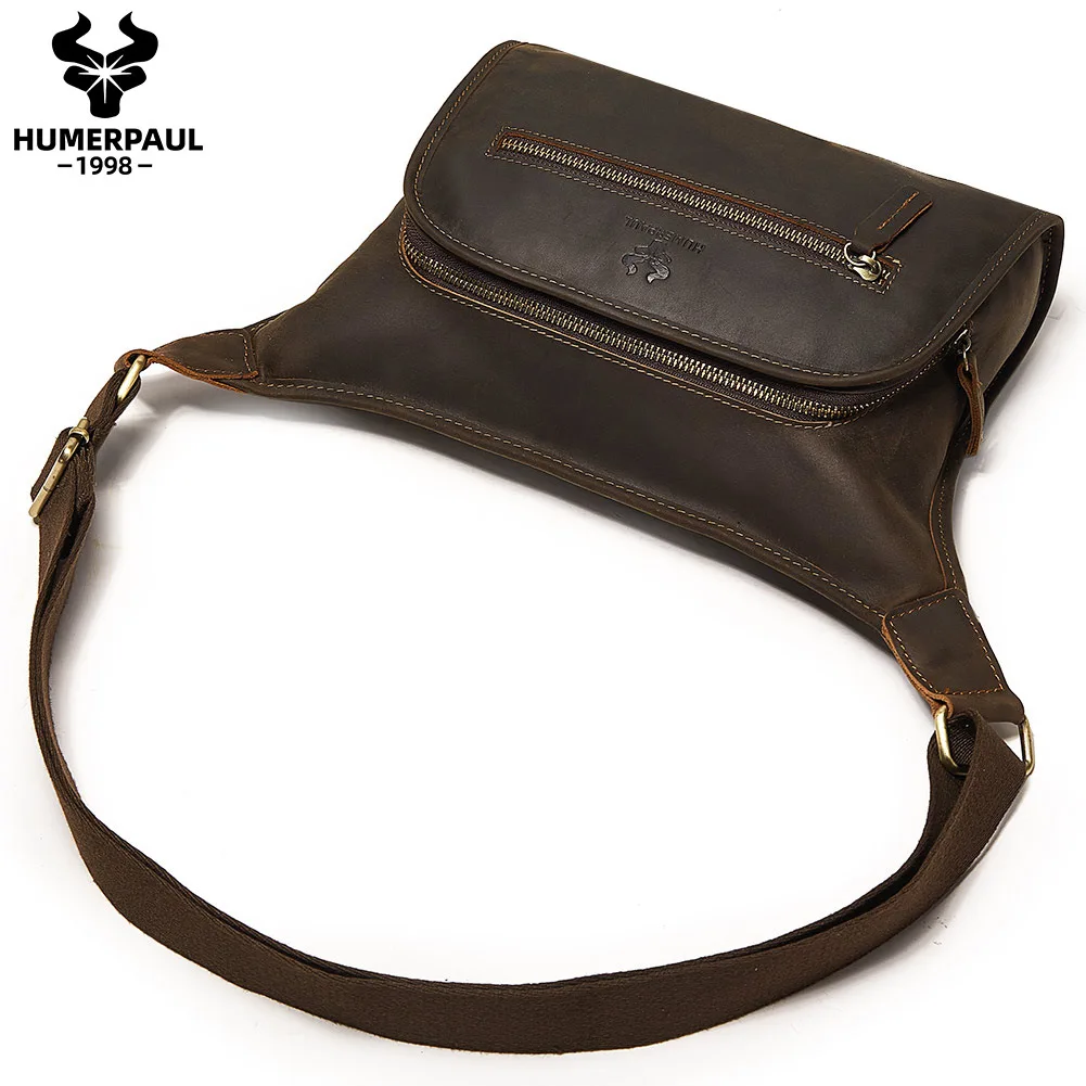 Bolso cruzado de cuero para hombre de gran capacidad para ir al trabajo, bolso de hombro, mochila de moda de piel de vaca de capa superior