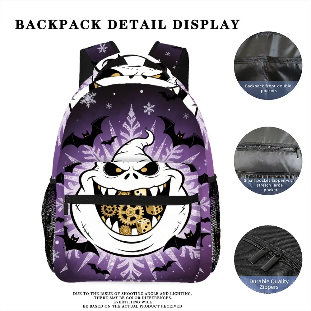 1 peça mochila unissex com estampa de desenho animado Disney Oogie Boogie com alças ajustáveis e fecho de zíper
