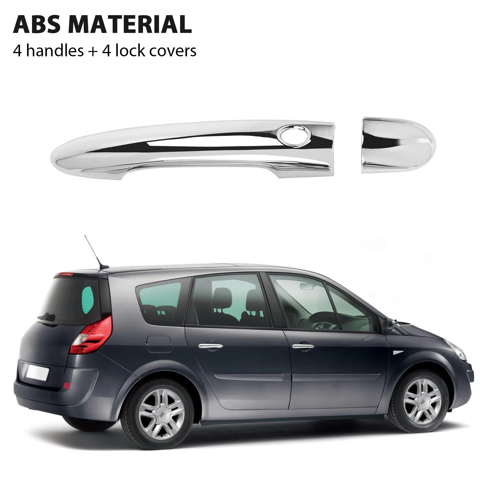 for Renault Scenic 2 Ii 2003 2004 2005 2006 2007 2008 2009 Chrome Door Handle Catch Cover Trim Cap Auto Accessories