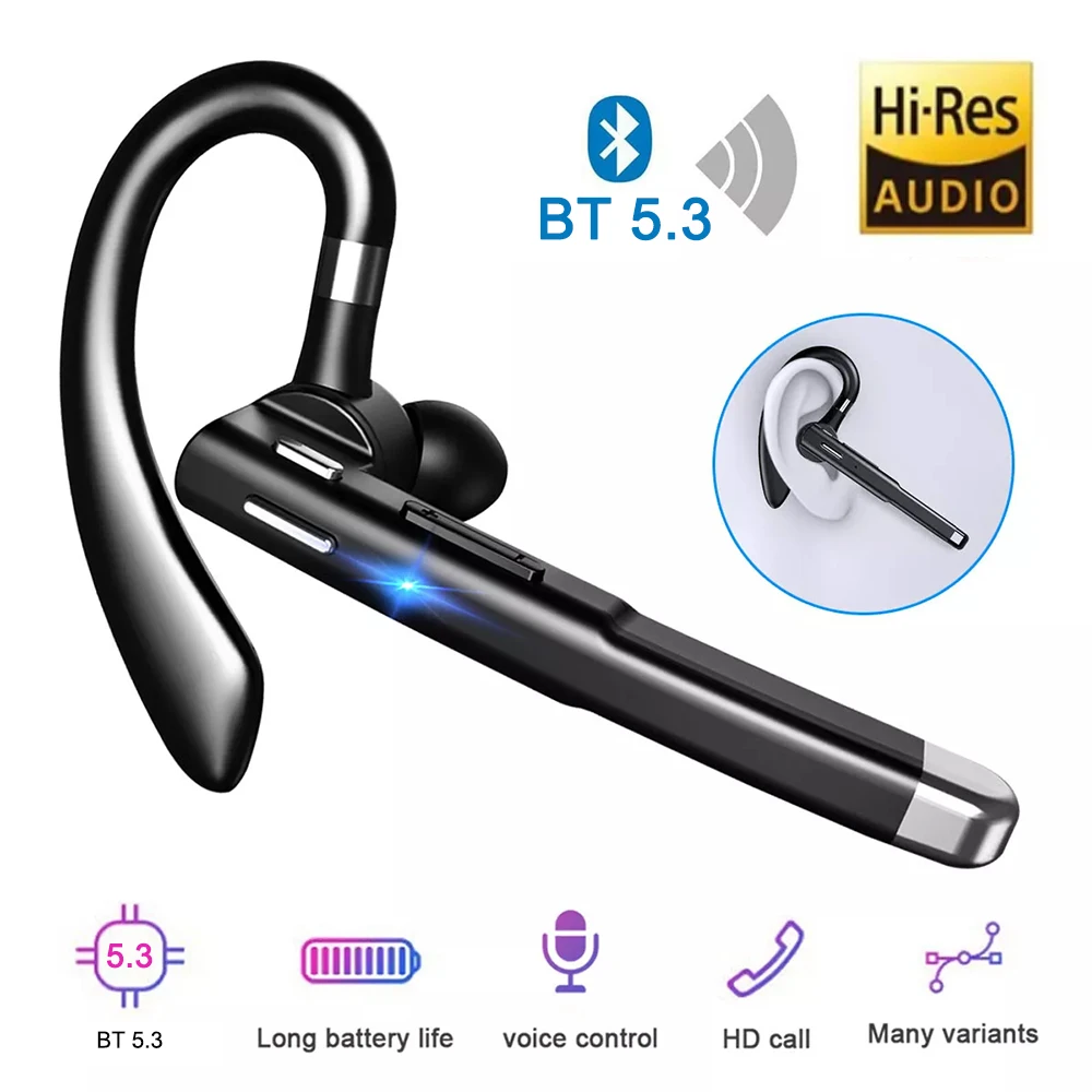 Fone de ouvido sem fio bluetooth com 4 microfone chamada clara v5.3 fone de ouvido com caso de carregamento mãos-livres fone de ouvido único cancelamento de ruído