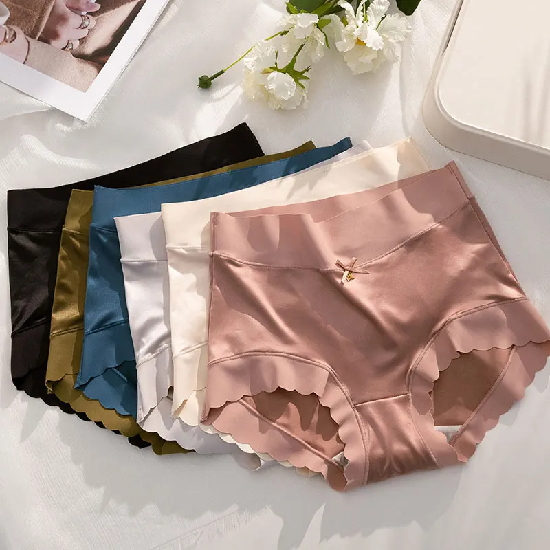 MeooLiisy 3PCS/Set High Waist Panties for Women Comfortable Ice Silk Briefs Ladies High Waist Quick Drying Soft Underwear